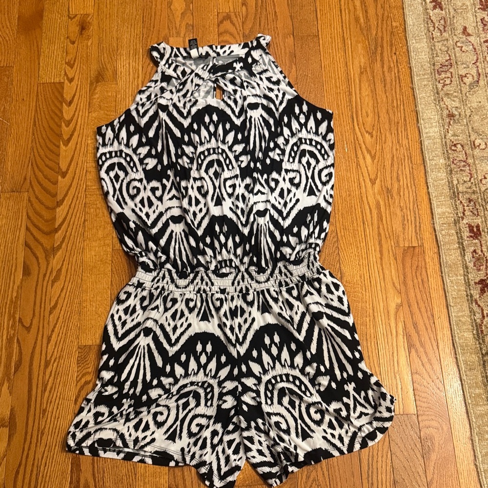 Black and White Patterned Romper
